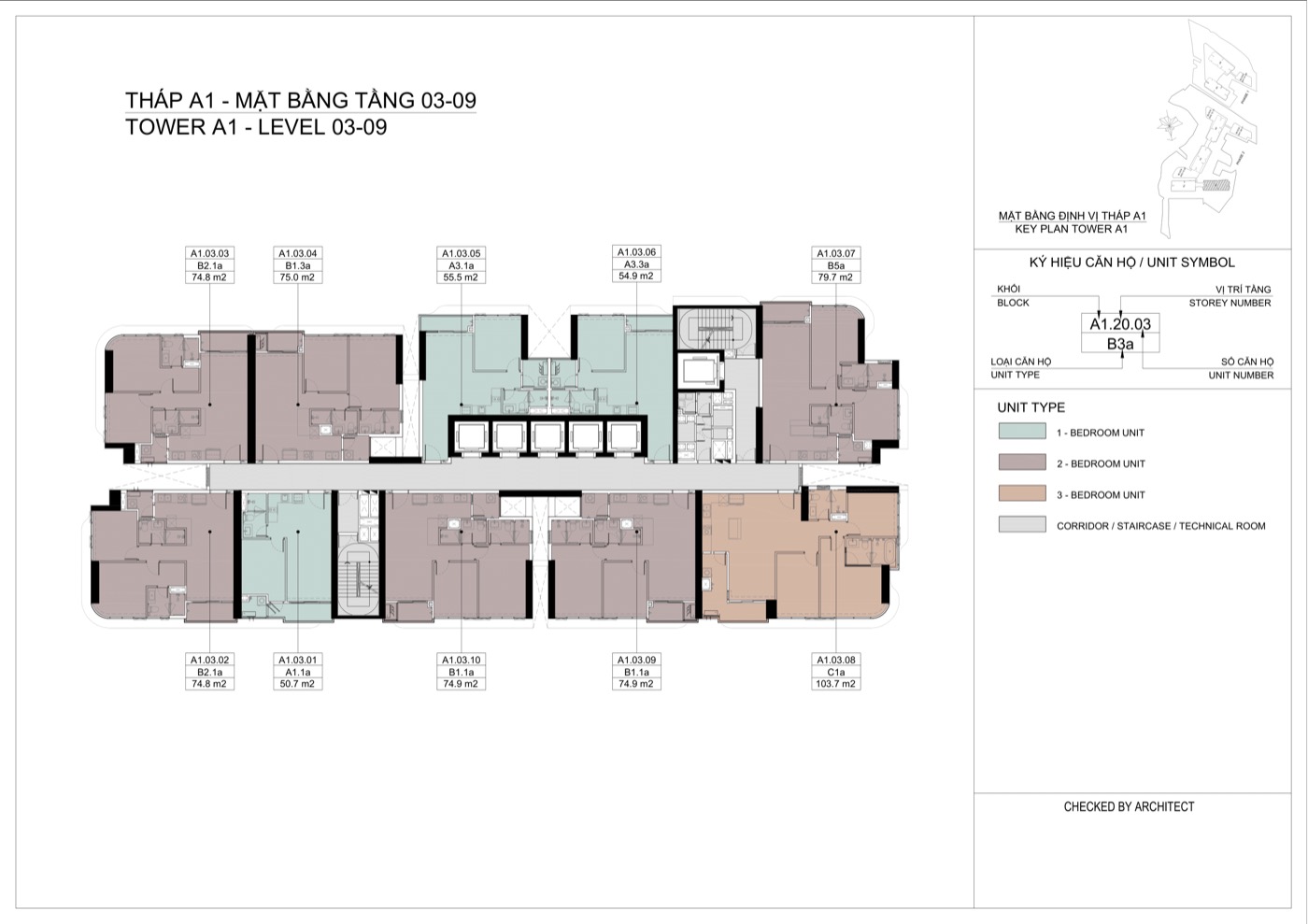 Layout tầng điển hình tháp A1, căn số 08