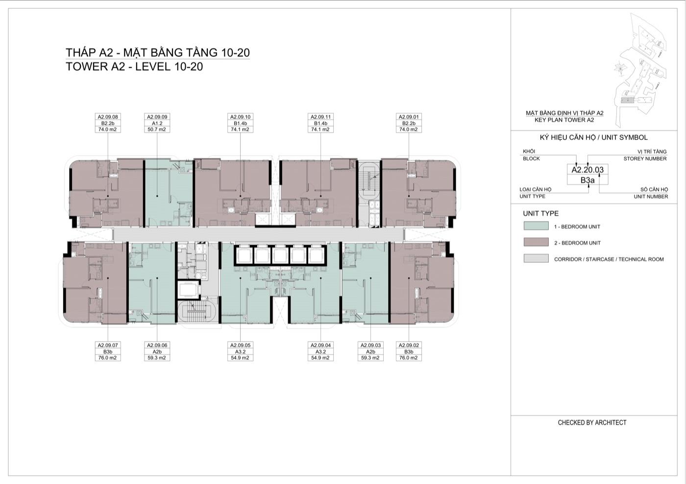 Layout tầng điển hình tháp A2 Eaton Park