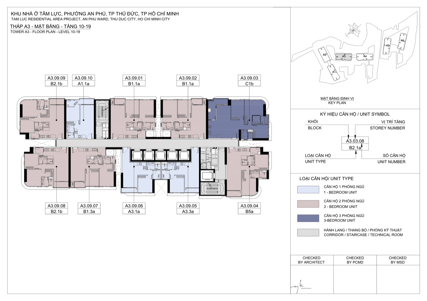 Layout tầng điển hình tháp A3 Eaton Park