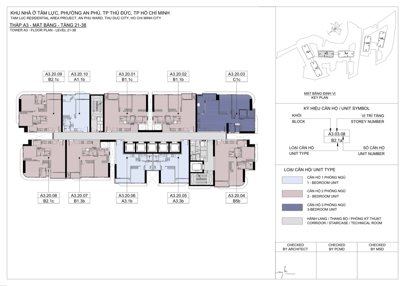 Layout tầng điển hình tháp A3, căn số 01