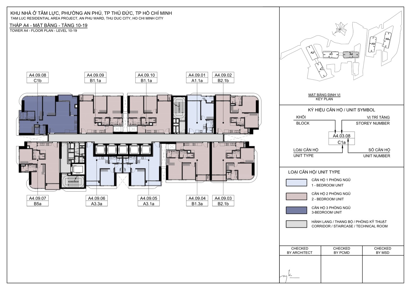 Layout tầng điển hình tháp A4 Eaton Park