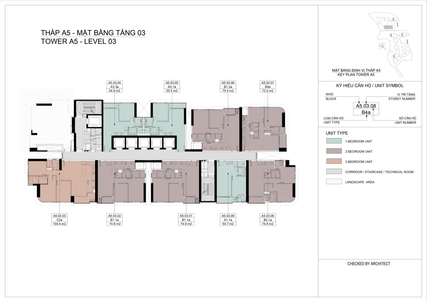 Layout tầng 03 tháp A5 Eaton Park
