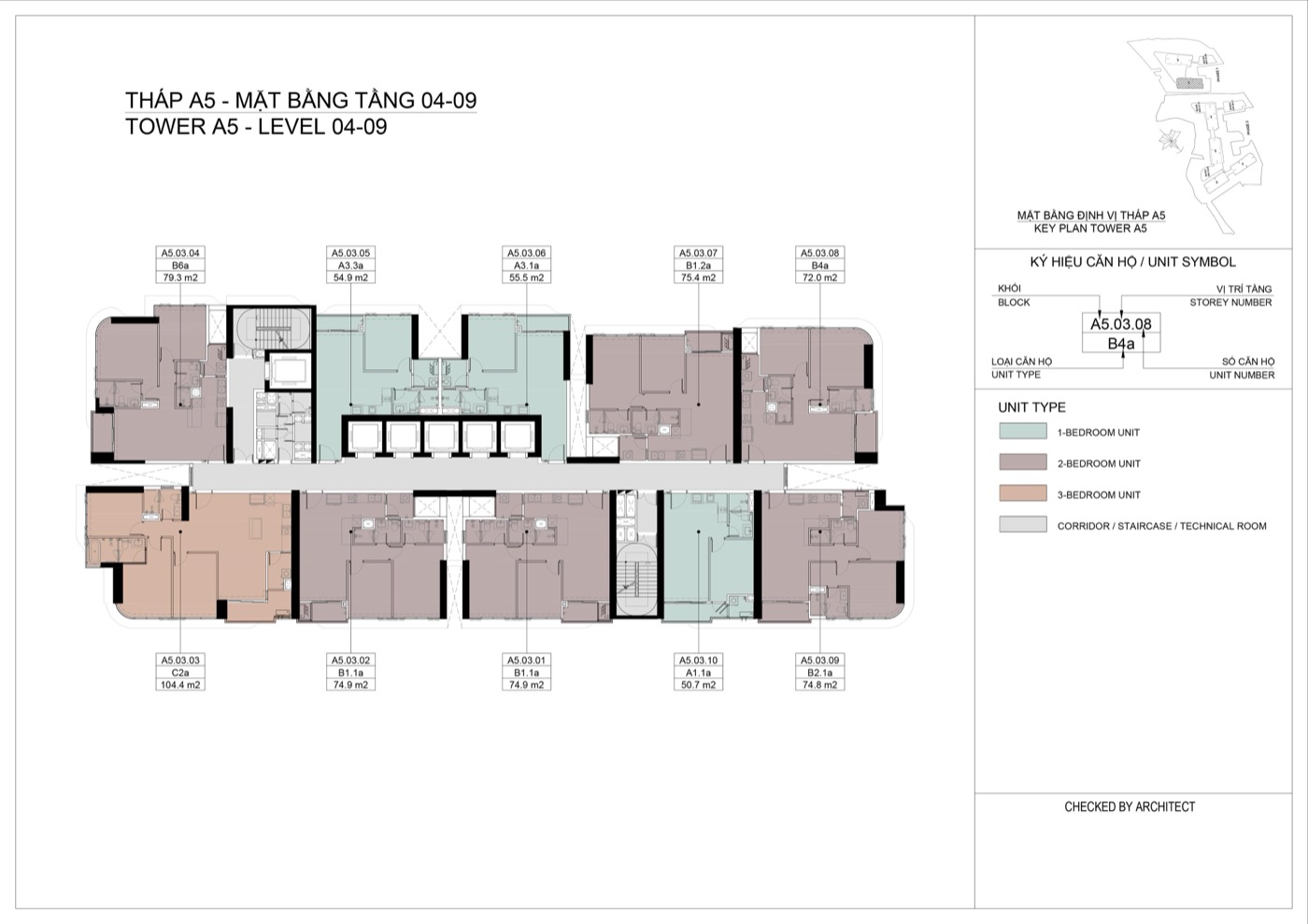 Layout tầng điển hình tháp A5 Eaton Park