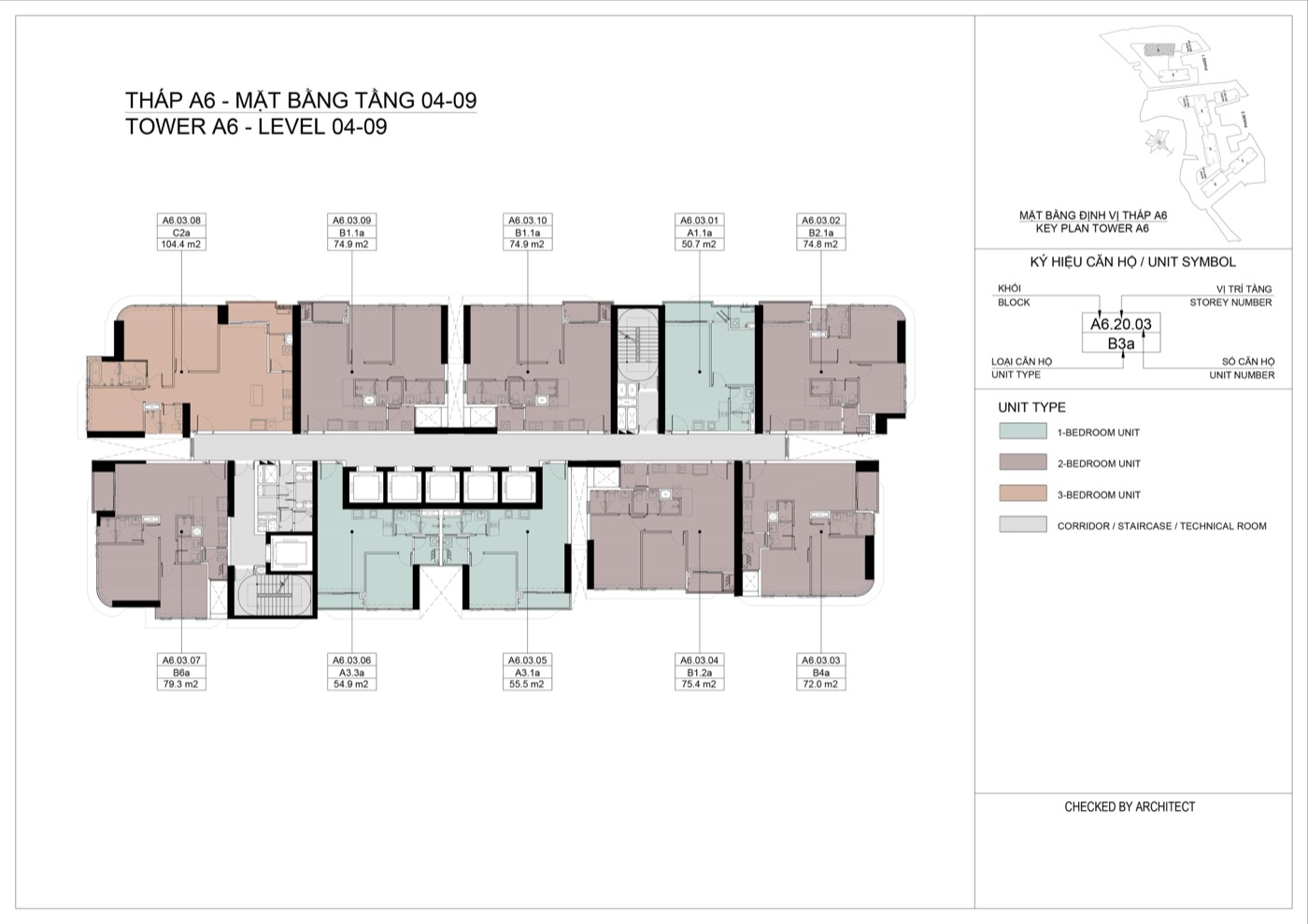 Layout tầng điển hình tháp A6, căn số 03
