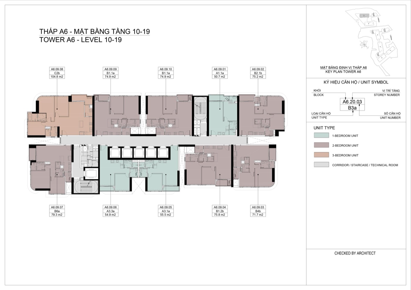 Layout tầng điển hình tháp A6 Eaton Park