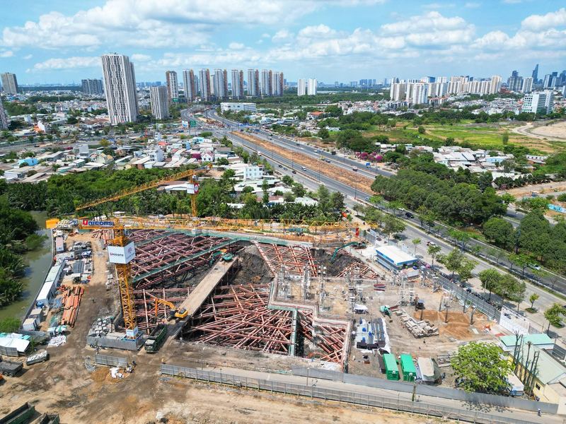 Công trường Eaton Park nhìn từ trên cao, đầu năm 2024