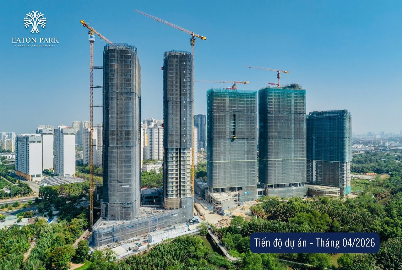 Eaton Park tháng 4/2026, hai tháp giai đoạn 1 đã cất nóc