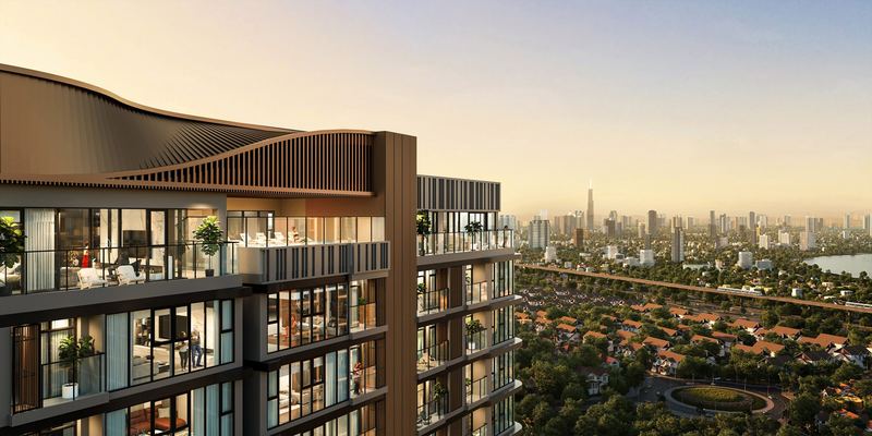Sân vườn trên cao giữa các tháp Eaton Park