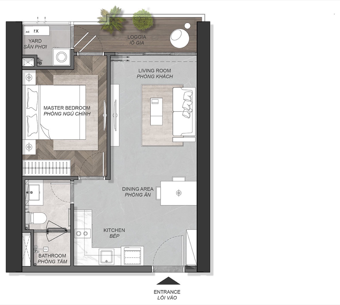 Layout 2D căn A6.1X.01 (A1.1)