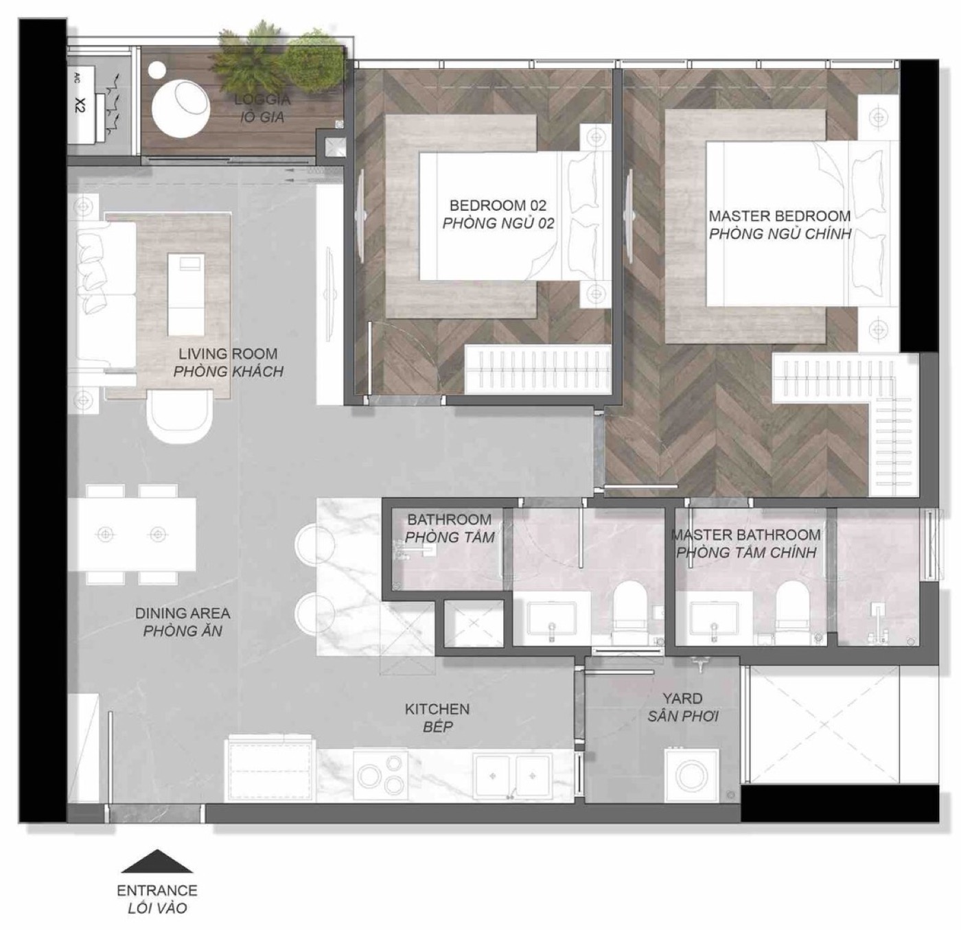Layout 2D căn A1.3X.04 (B1.3)